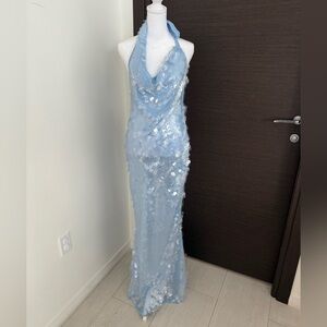 Rat & Boa Light Blue Sequin Backless Dress Size XS